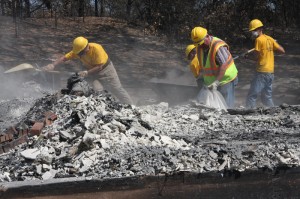 Ash out crews working in Noble area