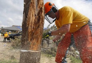 Disaster relief chainsaw crews working in Moore, Oklahoma after the May 20th tornadoes.