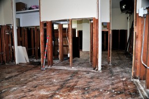 The Baptist mud-out crew has finished its work in this Bridge Creek home. Now it can dry out with no danger of mold growing. (Photo: David Crowell)