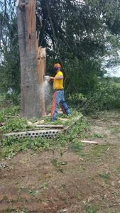 A trained volunteer with BGCO Disaster Relief works a chainsaw during relief efforts near Boswell. (Photo: Provided)