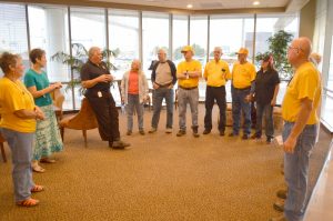 BGCO Disaster Relief director Sam Porter, third from left, meets with chaplains before they head to Fort McMurray, Alberta, May 25. (Photo: Chris Doyle)